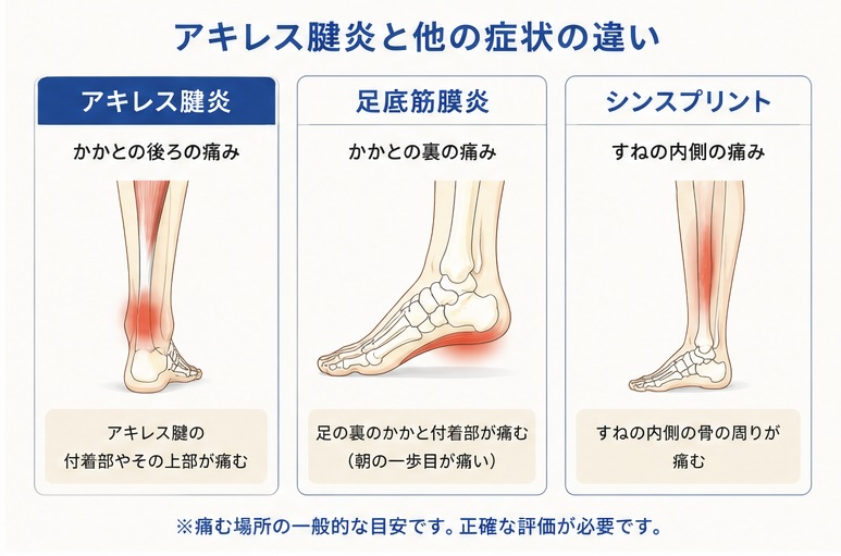アキレス腱炎と足底筋膜炎とシンスプリントの違い