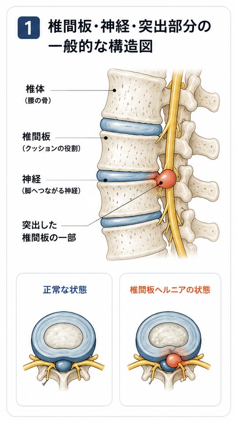 腰椎椎間板ヘルニアの構造図