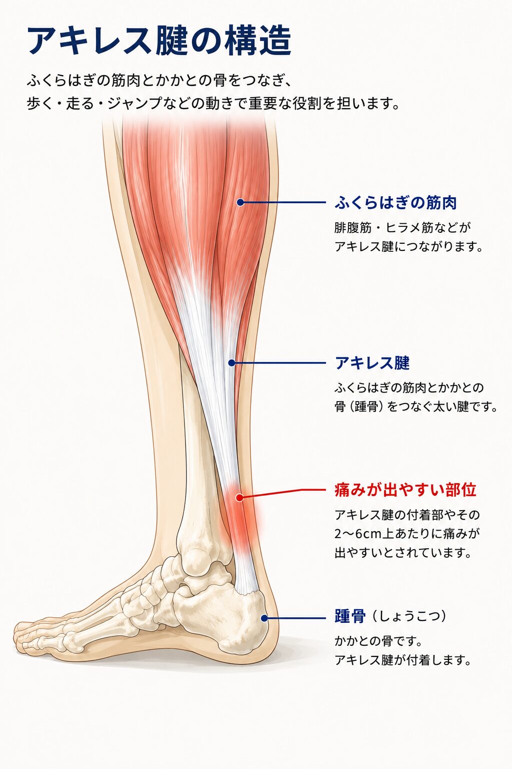 アキレス腱炎とは何かを説明するアキレス腱の構造図