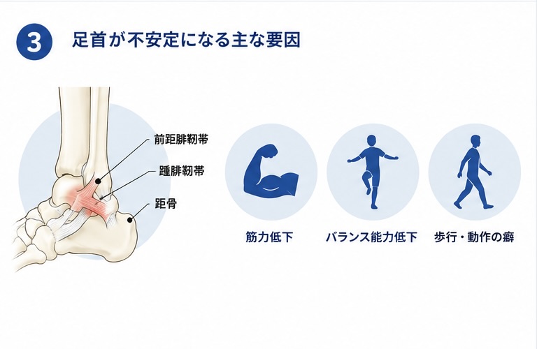 足関節不安定症で確認する一般的なポイント